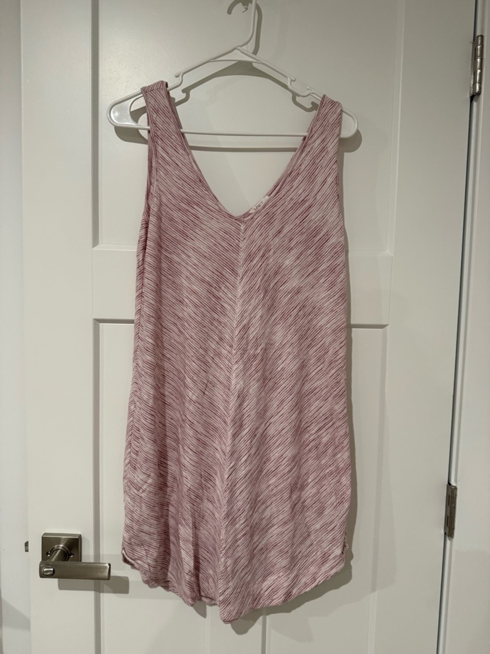 LOFT Outlet Striped V-Neck Sleeveless dress in Light Rose Heather